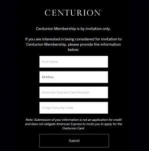 American express centurion invitation