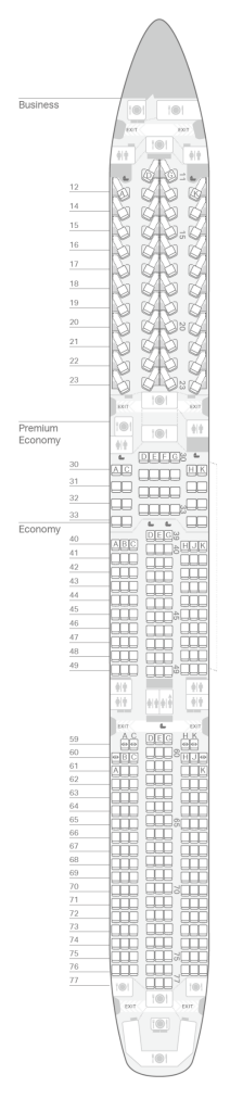 Seatmap A350 1000座位