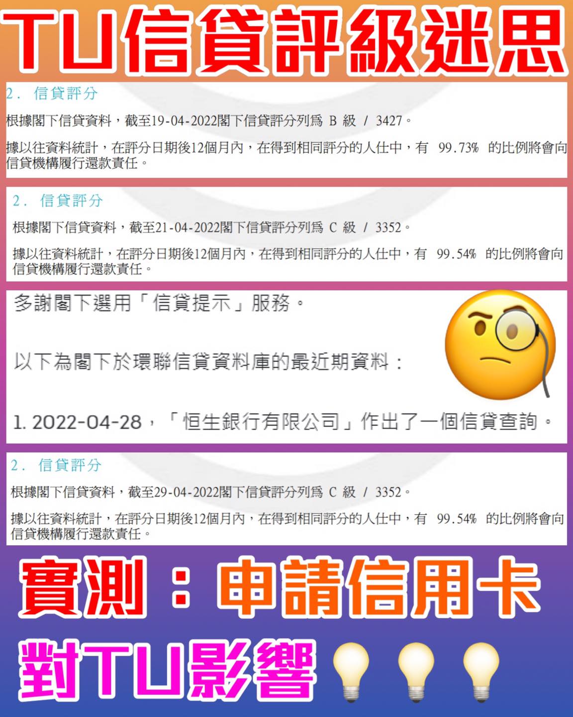 【實測】申請信用卡對信貸評級TU有何影響？結果真係估唔到...查詢同批出信用額影響大不同| 里先生Mr. Miles