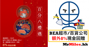 東亞信用卡百分八禮遇 | 超市/百貨公司額外8%現金回贈