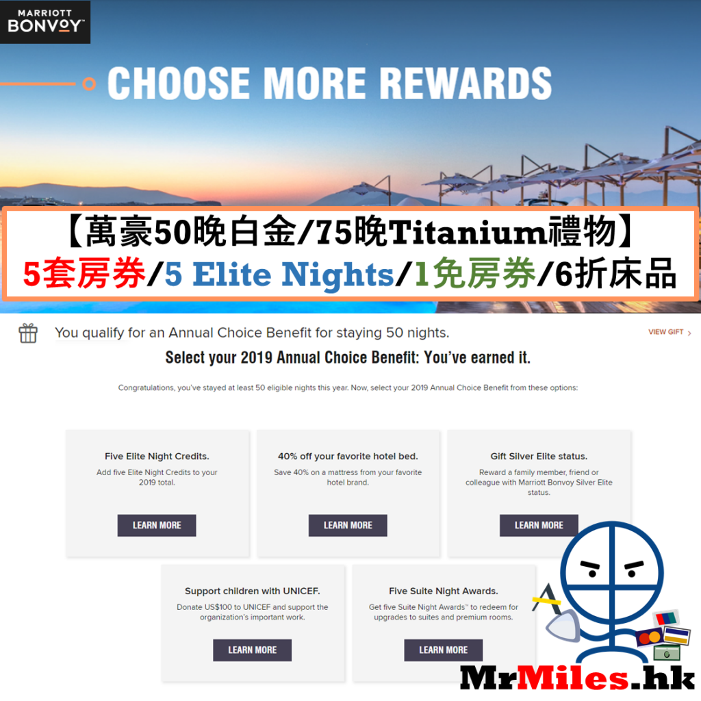 萬豪白金 鈦金禮物 6折萬豪床品 套房券Suite Night Awards 5個有效房晚Elite Nights