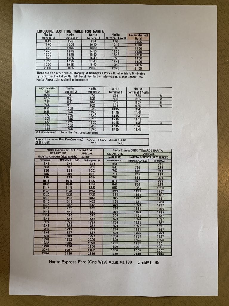 東京萬豪酒店Tokyo Marriott Hotel交通及周邊 8 e1565169955396 2025 東京萬豪酒店交通-利木津巴士及成田特快列車班次時間表
