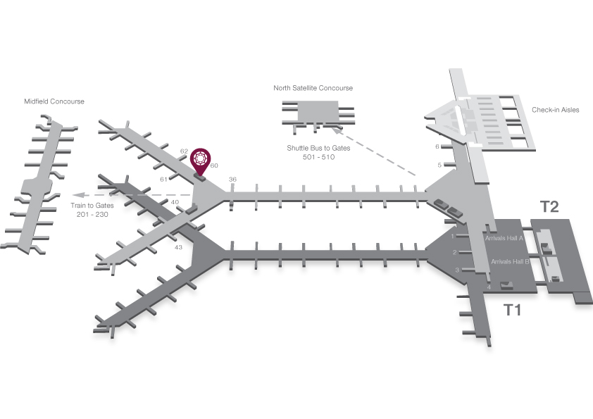 環亞機場貴賓室 Gate 60 位置地圖