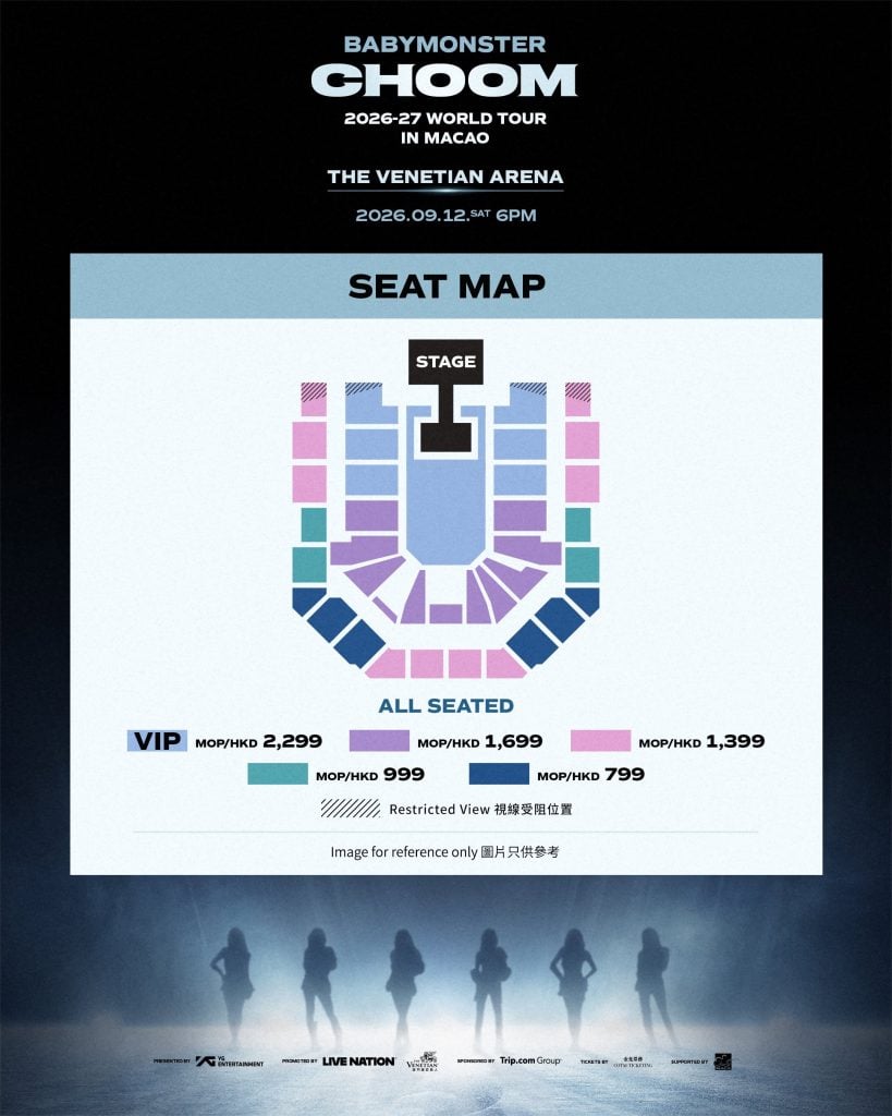2026 27 BABYMONSTER WORLD TOUR 춤 CHOOM IN MACAO Seat Plan 2026 BABYMONSTER澳門演唱會-演唱會座位表-演唱會信用卡