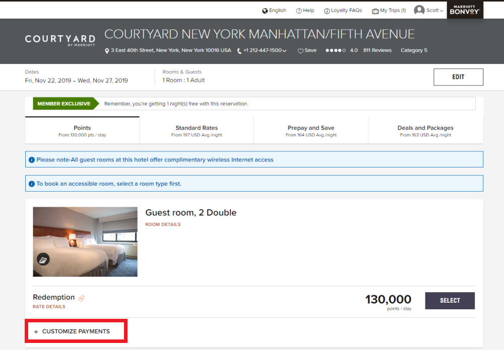 marriott cash and point 5 2025