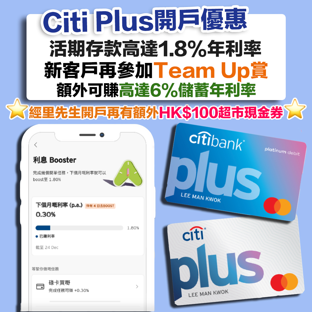 【Citi開戶】Citi Priority將被Citi Plus取代？新戶口活期存款優惠仲有高達1.8%年利率！仲有額外HK$100超市現金券