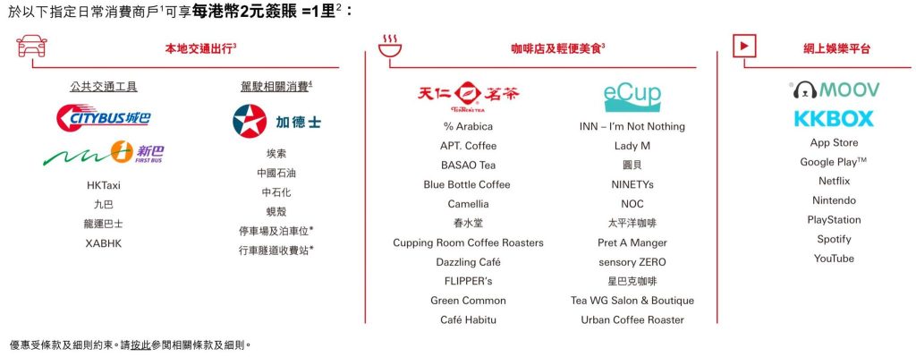 hsbc everymile信用卡 指定商戶