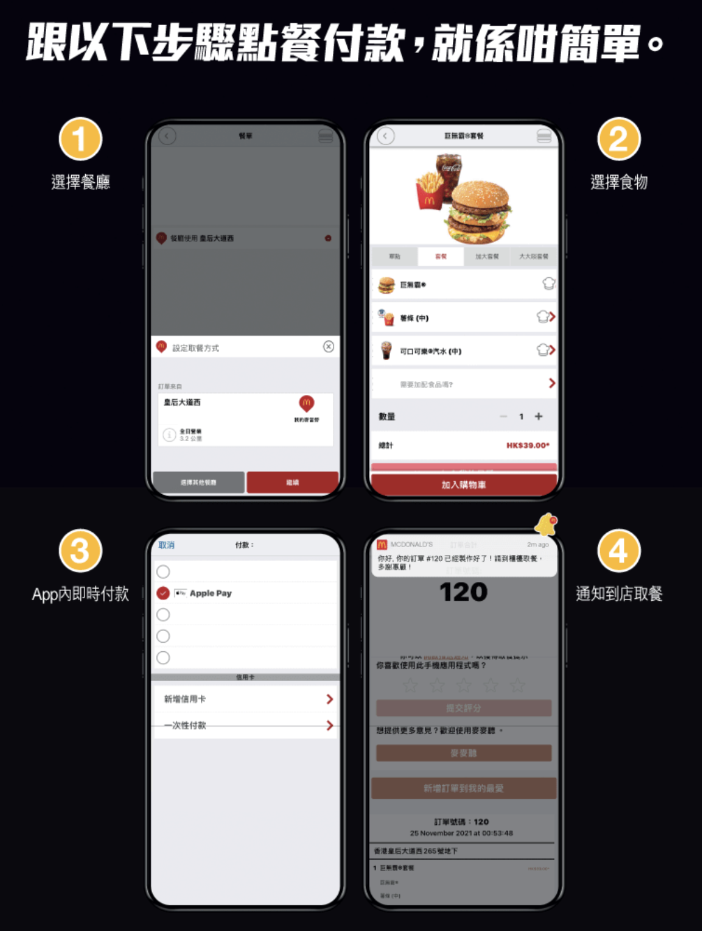 【麥當勞銀聯優惠】用麥當勞App手機點餐並以指定銀聯卡通過Apple Pay消費滿HK$40即減HK$10🍔