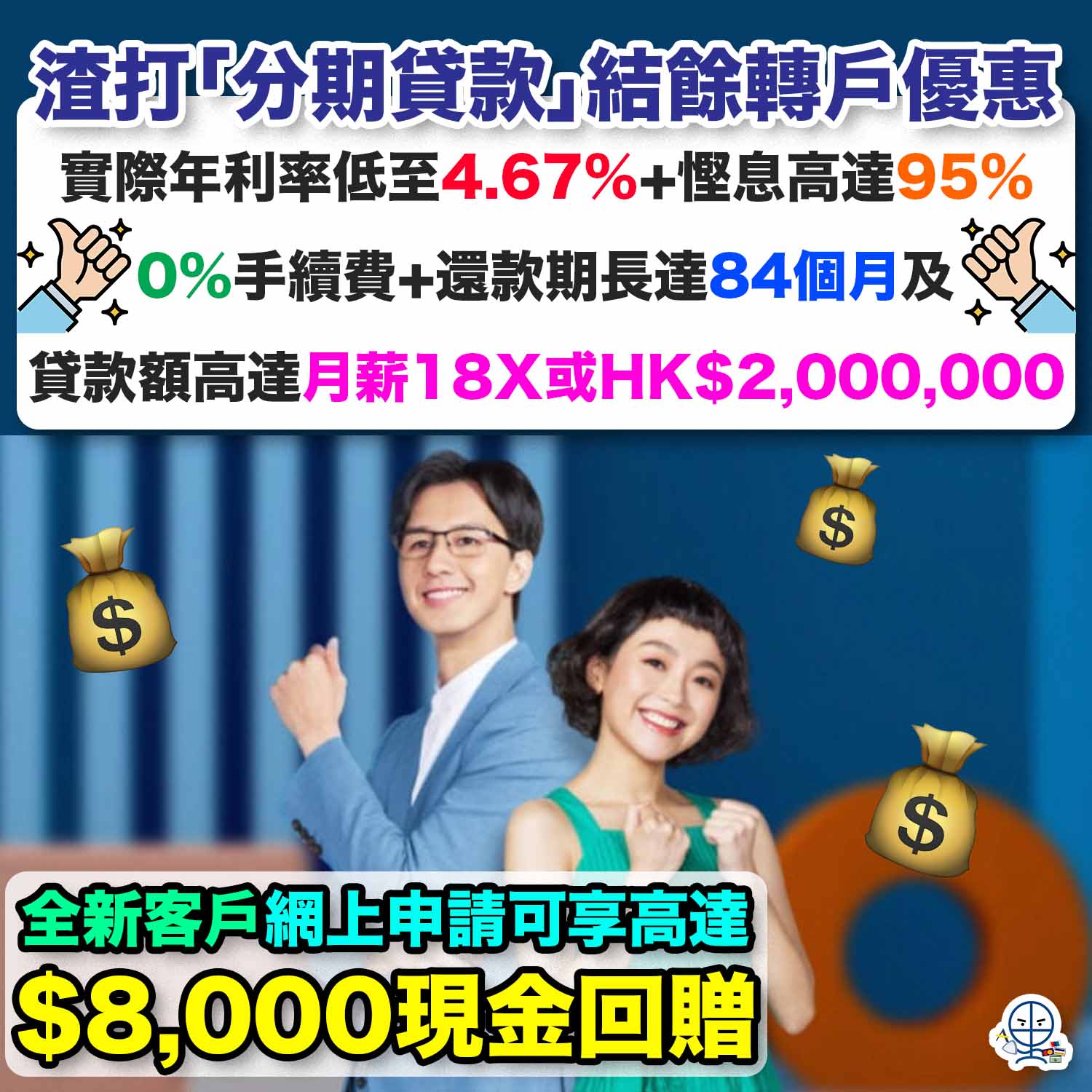 渣打「分期貸款」結餘轉戶優惠-現金回贈-0%手續費-實際年利率-SCB loan