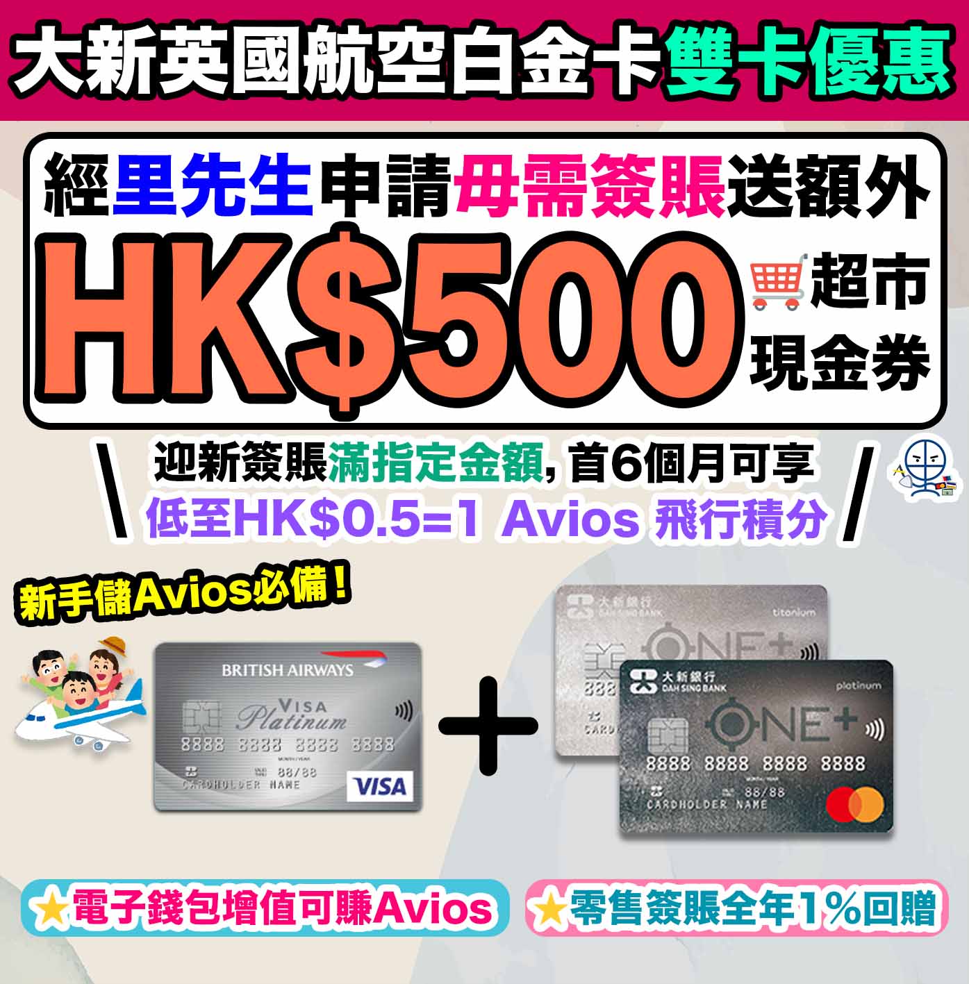 【大新信用卡優惠】本地簽賬獎賞賺HK$360現金回贈 仲可以抽獎 大獎為簽賬100%現金回贈！