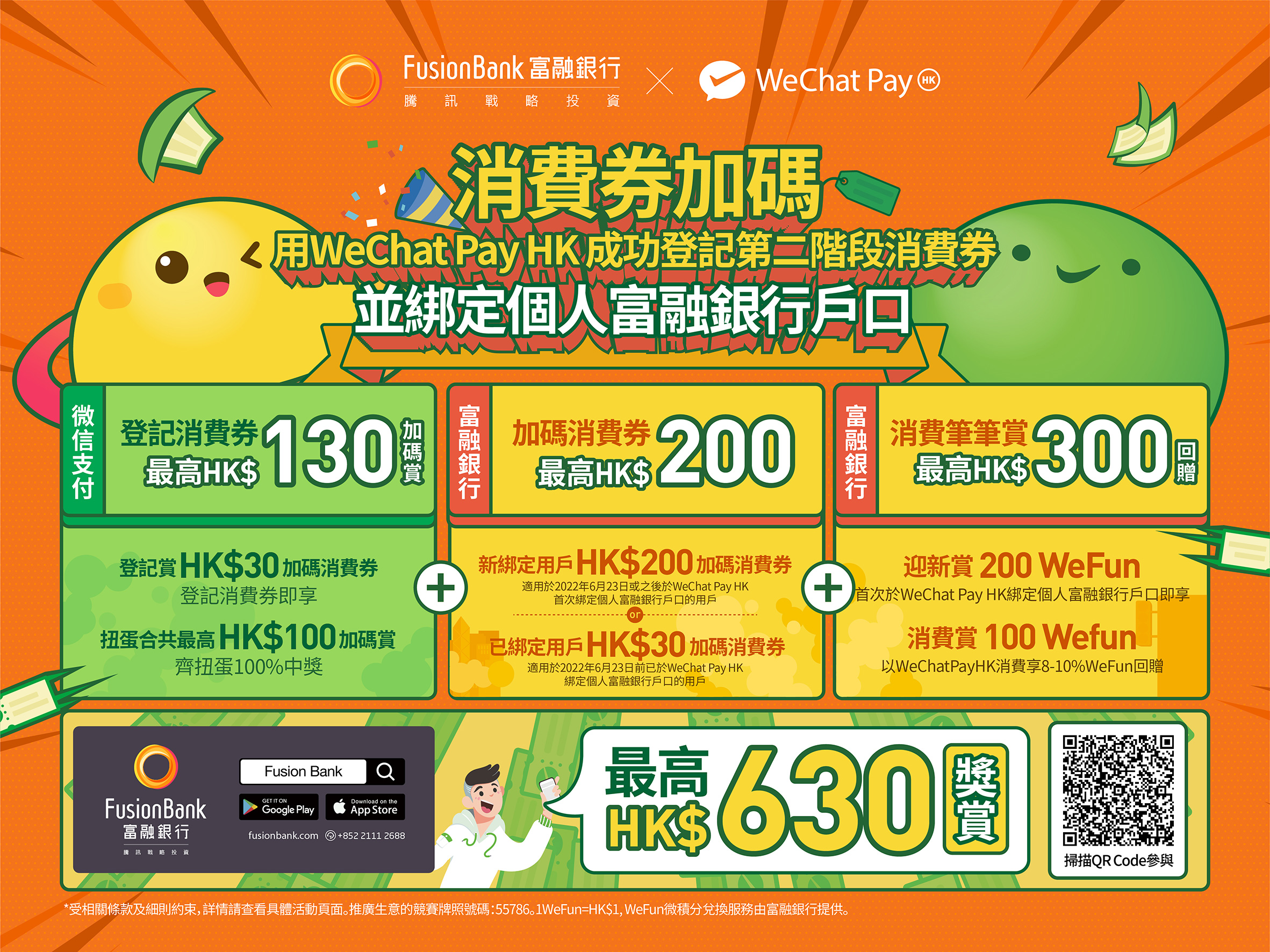 【Fusion Bank開戶優惠】WeChat Pay HK綁定富融銀行戶口可獲總值最高HK$630獎賞！