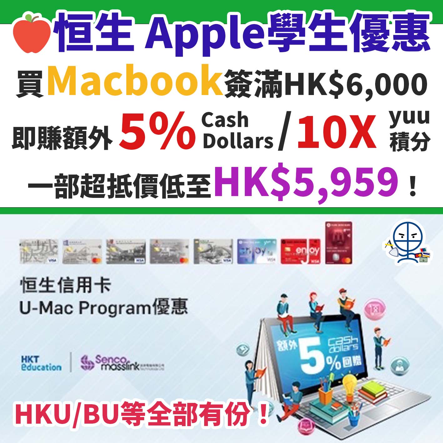 apple-macbook－學生－恒生－信用卡－優惠－cityu－hku－bu－vtc－1