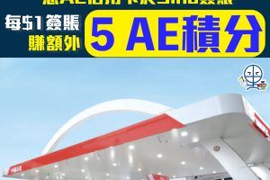 【AE中石化優惠】 憑美國運通卡每消費HK$1即可獲額外5美國運通積分 最高賺額外10,000分！