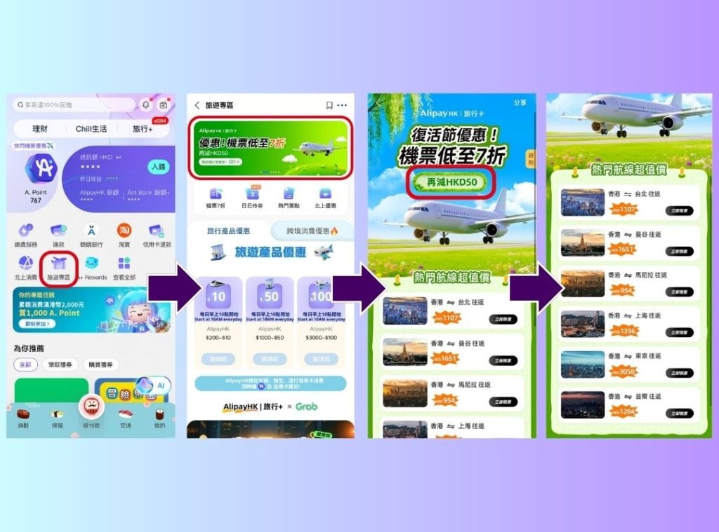AlipayHK x Sanrio優惠 機票 教學步驟 2026 AlipayHK-Sanrio優惠-機票-教學步驟-AlipayHK旅行+