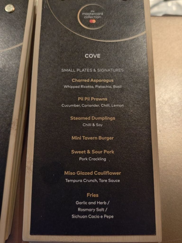 Mastercard lounge menu 1 2026