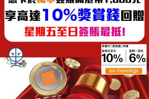 【HSBC 萬寧優惠】額外10%獎賞錢(高達$420 RC)！買現金券coupon都合資格 星期五至日買最抵！