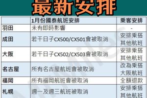 國泰航空 日本 取消 改票 退票