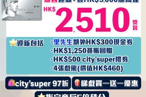 AE白金信用卡(大頭credit card) 額外$300現金券 迎新夠cover年費AE食肆高達半價優惠/睇戲買一送一