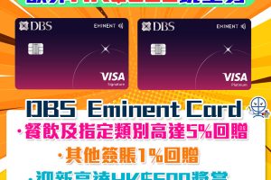 DBS Eminent信用卡有新玩法！里先生獨家額外HK$500 Apple禮品卡/超市現金券 迎新合共高達HK$1,100回贈 食飯必備卡! 食肆/健身/運動服飾高達5%回贈!