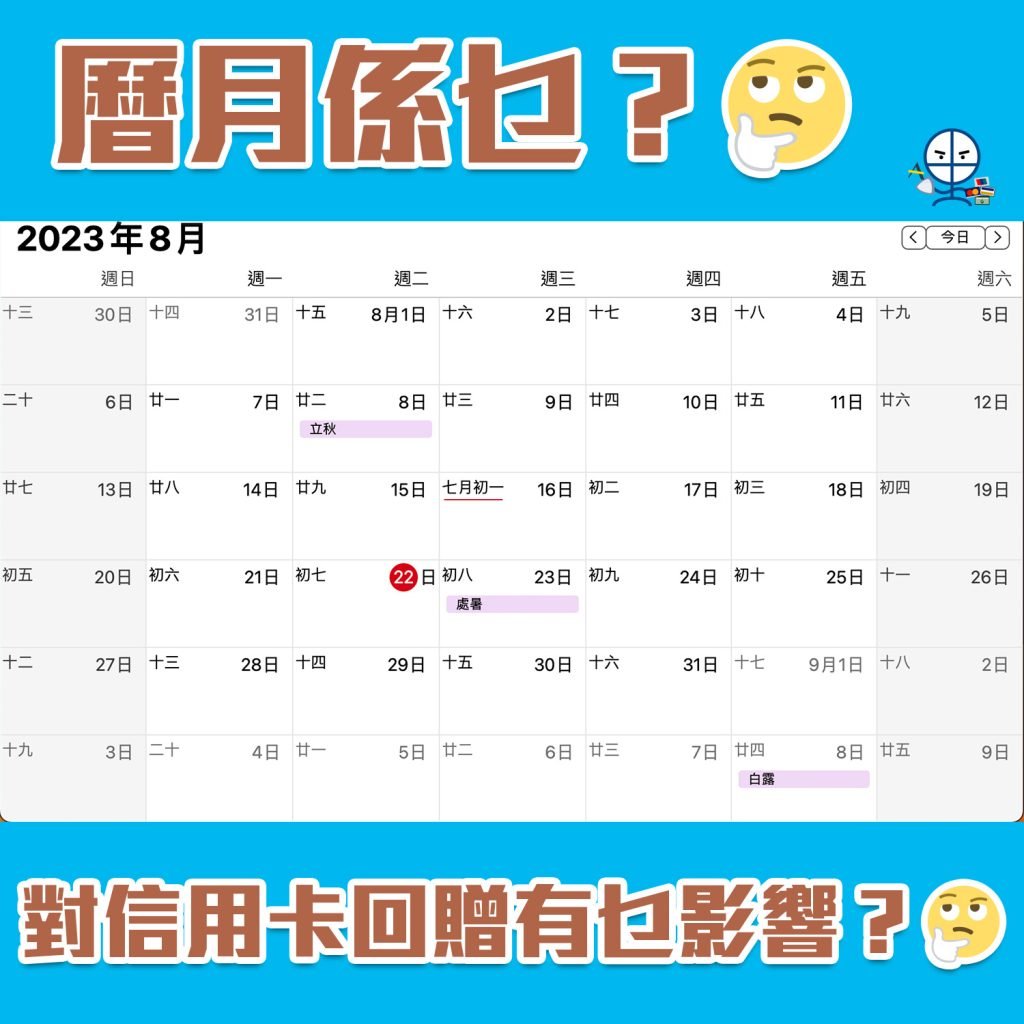 【曆月的意思？】信用卡回贈上限按曆月vs月結單週期？對信用卡回贈上限有乜影響？