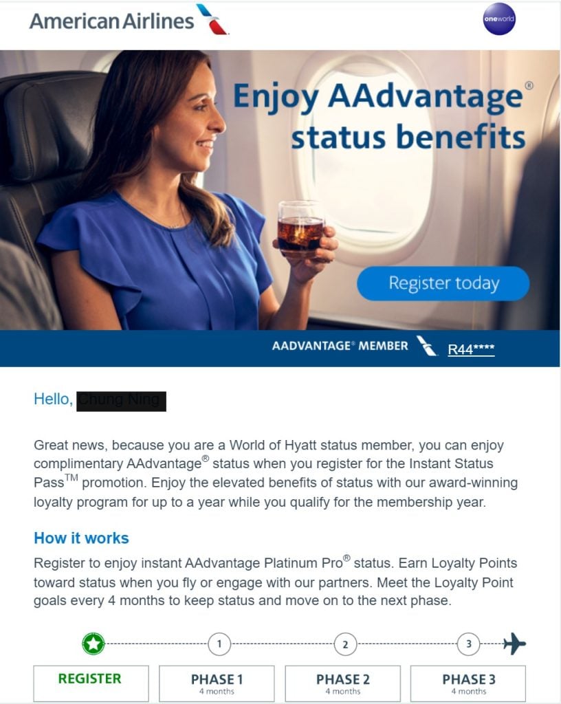 hyatt globalist match to american airlines oneworld emerald綠寶石 2025