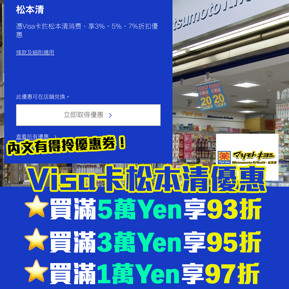 Visa 信用卡 松本清 日本 簽賬 折扣 優惠 2025