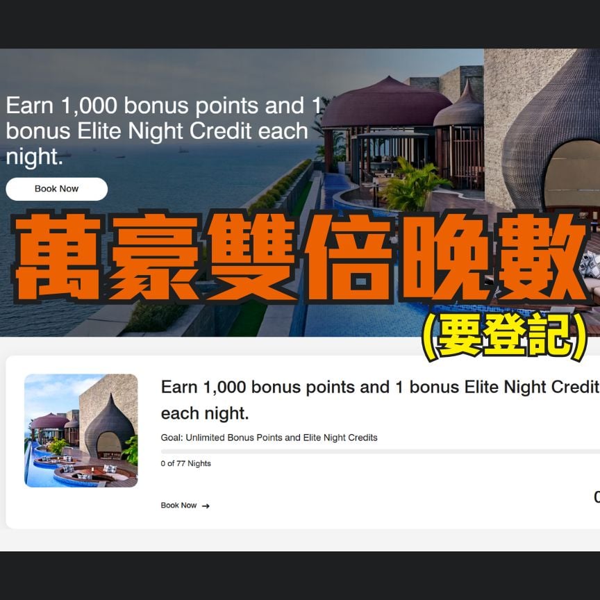 萬豪marriott bonvoy會員雙倍晚數優惠 2025