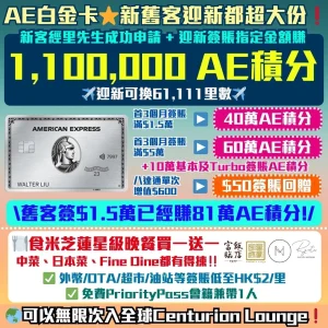 AE白金卡-迎新-年薪-年費-回贈-里數-AE積分