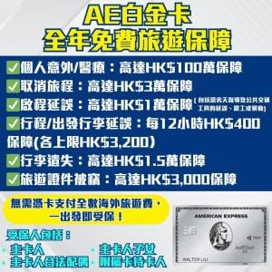 AE白金卡 免費 全年旅遊保險 2025