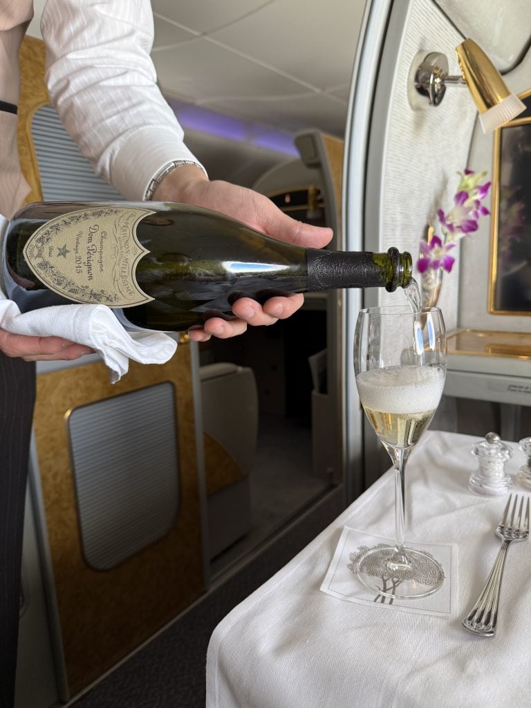 Emirates first class champagne 2025