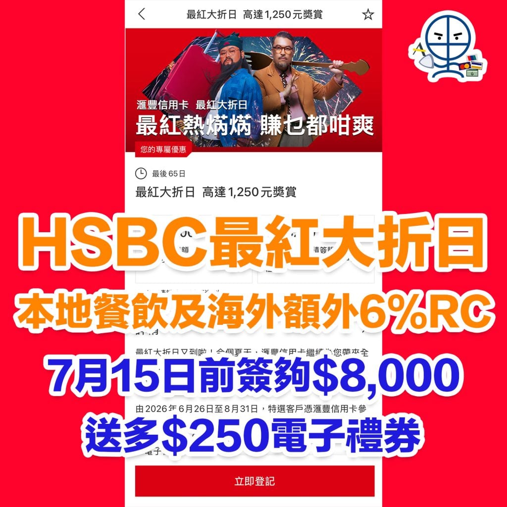 HSBC信用卡最紅大折日 夏日特選 2026 HSBC信用卡最紅大折日 夏日特選 2026