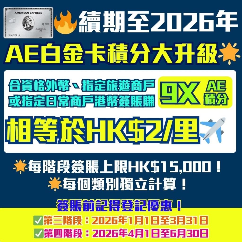 AE白金卡9X積分優惠2026 2026 AE-白金卡-積分-優惠-里數