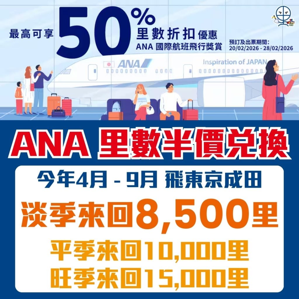 ANA 里數半價兌換 2026